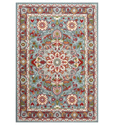 Light blue traditional hand tufted rug